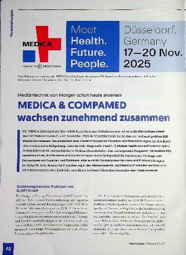 Vorschauseite 1: Medizintechnik von Morgen schon heute ansehen! MEDICA & COMPAMED wachsen zunehmend zusammen.