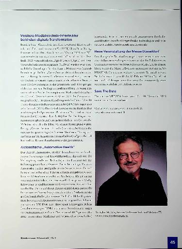 Vorschauseite 4: Medizintechnik von Morgen schon heute ansehen! MEDICA & COMPAMED wachsen zunehmend zusammen.