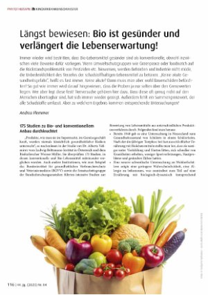 Vorschauseite 1: Längst bewiesen: Bio ist gesünder und verlängert die Lebenserwartung!
