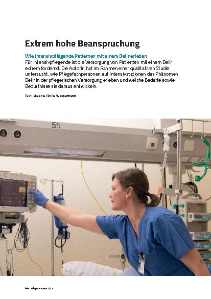 Vorschauseite 1: Extrem hohe Beanspruchung Wie Intensivpflegende Patienten mit einem Delir erleben
