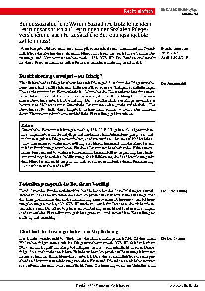 Vorschauseite 2: Beraterbrief Pflege Heft 12-2025