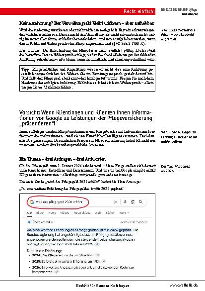 Vorschauseite 4: Beraterbrief Pflege Heft 12-2025
