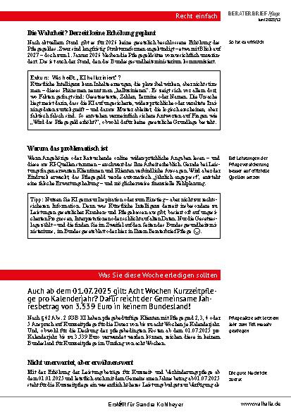 Vorschauseite 6: Beraterbrief Pflege Heft 12-2025