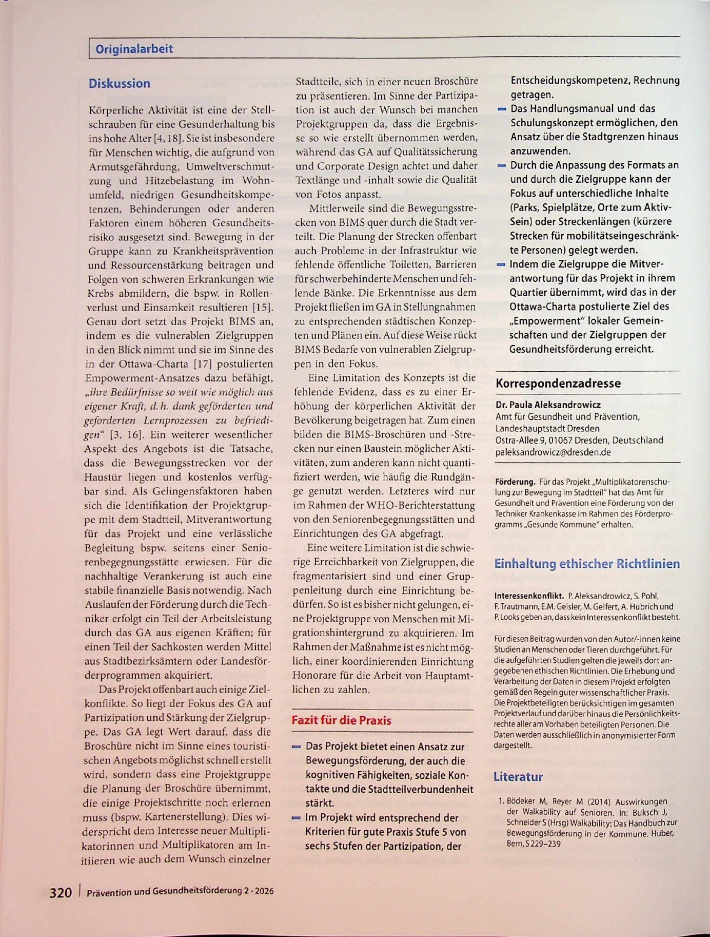 Vorschauseite 6: Durch „Bewegung im Stadtteil“ zu mehr Partizipation von Zielgruppen der Gesundheitsförderung