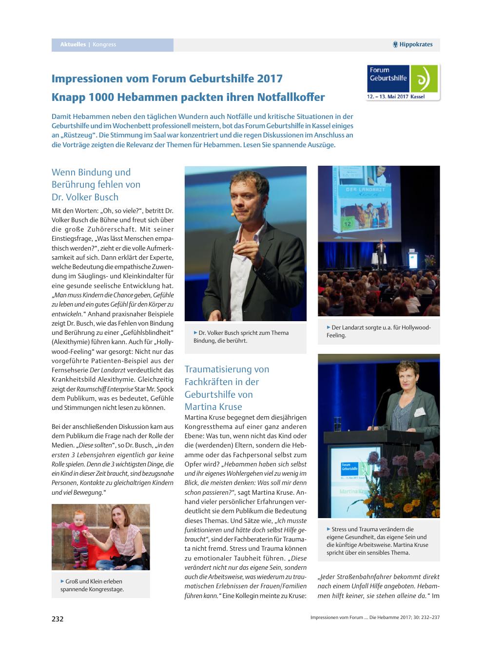Vorschauseite 1: Impressionen vom Forum Geburtshilfe 2017 Knapp 1000 Hebammen packten ihren Notfallkoffer