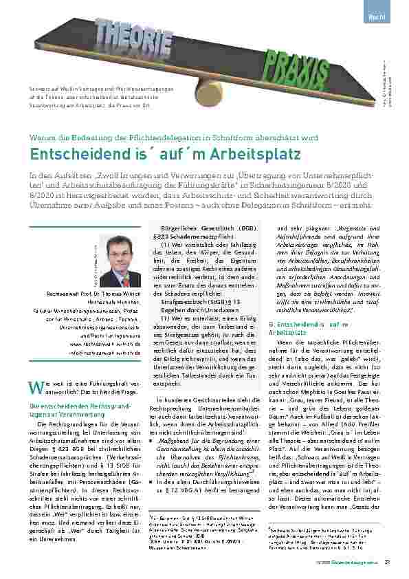 Vorschauseite 1: Warum die Bedeutung der Pflichtendelegation in Schriftform überschätzt wird. Entscheidend ist auf dem Arbeitsplatz.