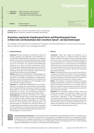 Vorschauseite 1: Kenntnisse angehender Ergotherapeut*innen und Physiotherapeut*innen in Österreich und Deutschland über erworbene Sprachund Sprechstörungen