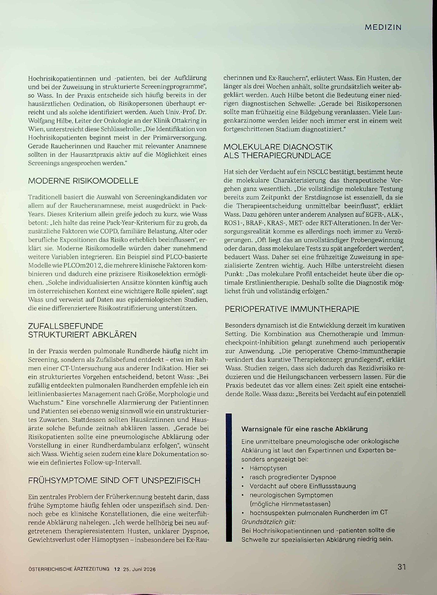 Vorschauseite 2: Nicht-kleinzelliges Lungenkarzinom (NSCLC): Früherkennung und neue Therapiestrategien