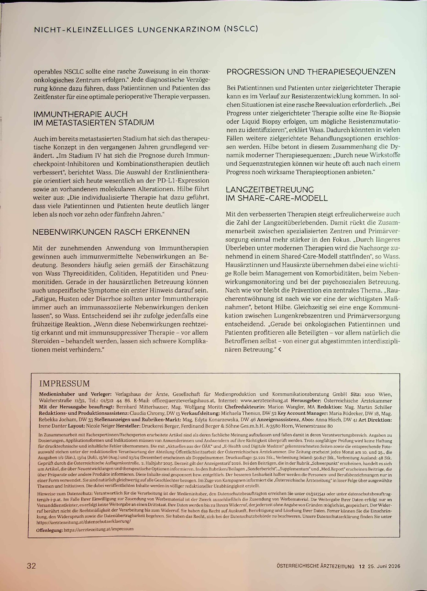 Vorschauseite 3: Nicht-kleinzelliges Lungenkarzinom (NSCLC): Früherkennung und neue Therapiestrategien