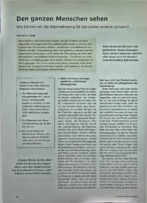 Vorschauseite 1: Den ganzen Menschen sehen. Wie können wir die Wahrnehmung für das Leiden anderer schulen?