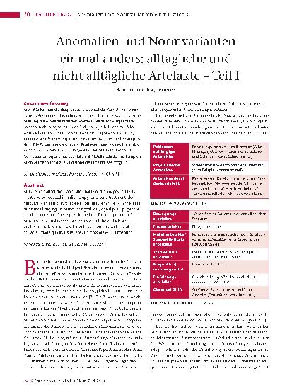 Vorschauseite 1: Anomalien und Normvarianten einmal anders: alltägliche und nicht alltägliche Artefakte – Teil I