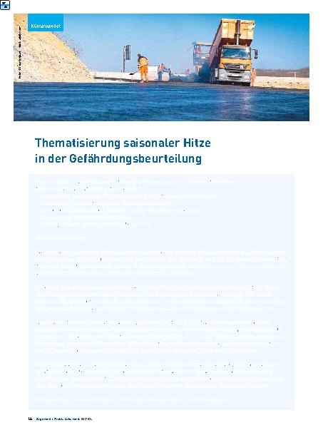 Vorschauseite 1: Thematisierung saisonaler Hitze in der Gefährdungsbeurteilung
