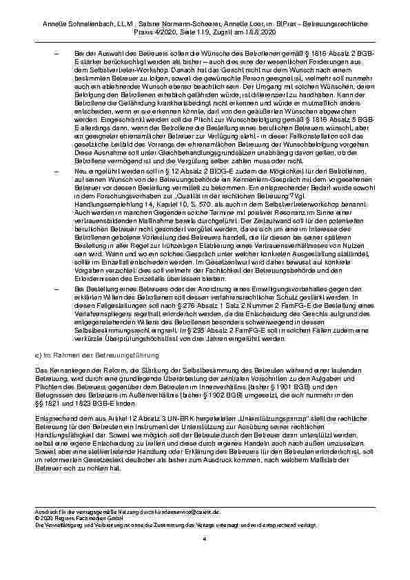 Vorschauseite 4: Der Referentenentwurf zur Reform des Vormundschaftsund Betreuungsrechts – Was bringt er Neues im Betreuungsrecht?