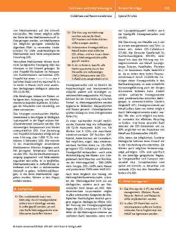 Vorschauseite 5: Positionspapier mit konkreten Handlungsempfehlungen* der DGAI und des BDA: Ökologische Nachhaltigkeit in der Anästhesiologie und Intensivmedizin