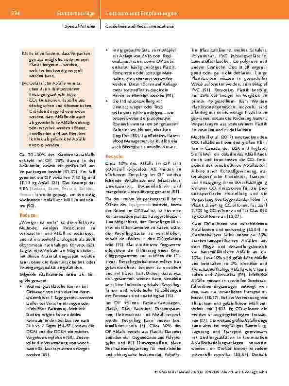 Vorschauseite 6: Positionspapier mit konkreten Handlungsempfehlungen* der DGAI und des BDA: Ökologische Nachhaltigkeit in der Anästhesiologie und Intensivmedizin
