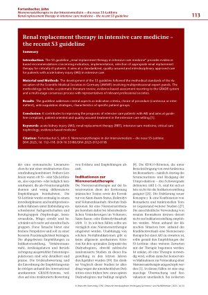 Vorschauseite 2: Nierenersatztherapie in der Intensivmedizin – die neue S3-Leitlinie