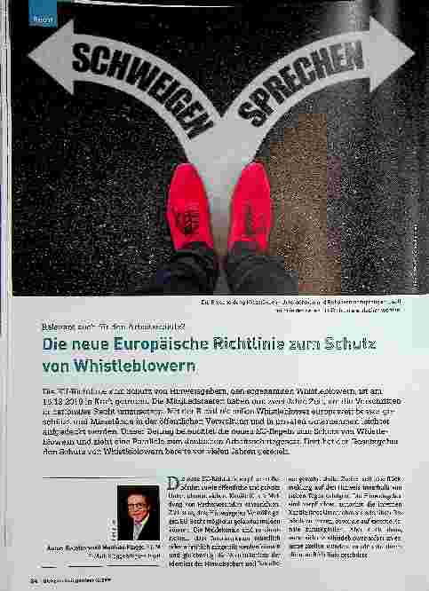 Vorschauseite 1: Die neue Europäische Richtlinie zum Schutz von Whistleblowern