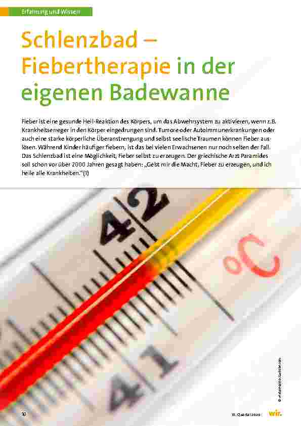 Vorschauseite 1: Schlenzbad – Fiebertherapie in der eigenen Badewanne