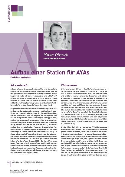 Vorschauseite 1: Aufbau einer Station für AYAs