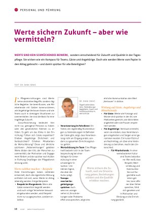 Vorschauseite 1: Werte sichern Zukunft – aber wie vermitteln?