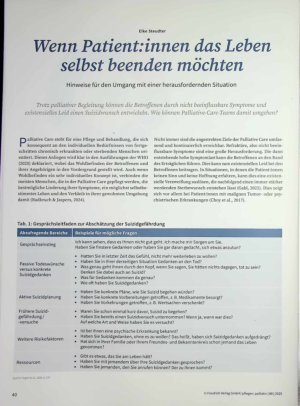 Vorschauseite 1: Wenn Patientinnen das Leben selbst beenden möchten Hinweise für den Umgang mit einer herausfordernden Situation