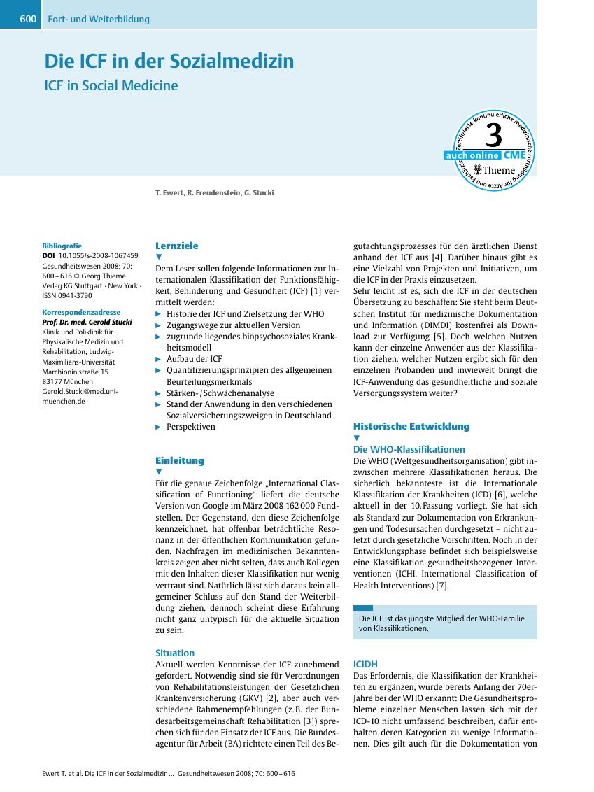 Vorschauseite 1: Die ICF in der Sozialmedizin