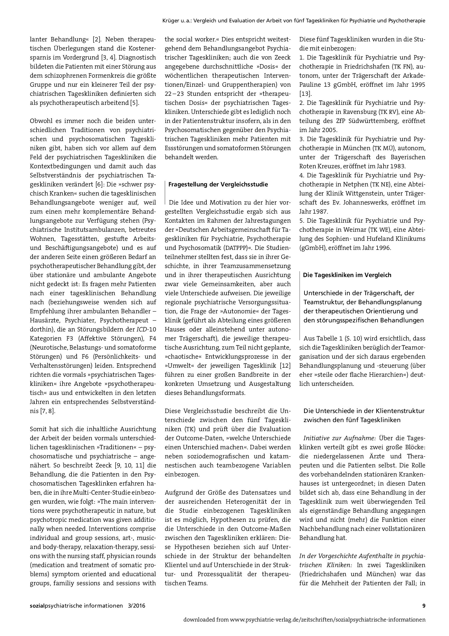 Vorschauseite 2: Vergleich und Evaluation der Arbeit von fünf Tageskliniken für Psychiatrie und Psychotherapie