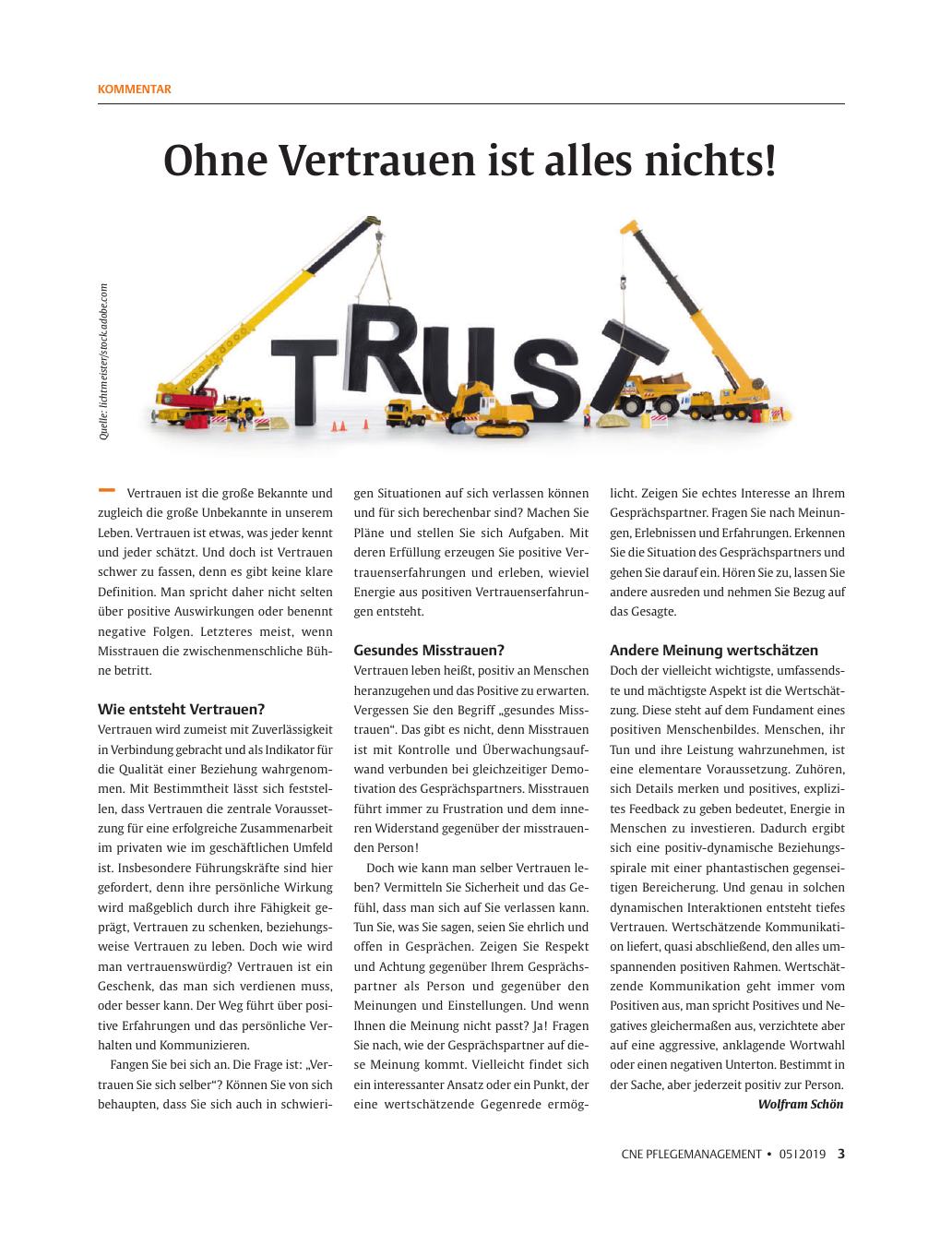 Vorschauseite 1: Ohne Vertrauen ist alles nichts!