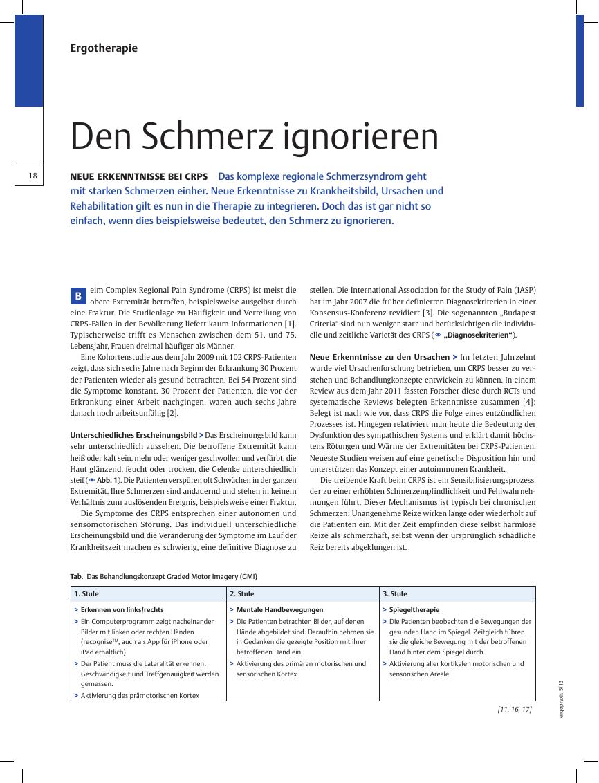 Vorschauseite 1: Neue Erkenntnisse bei CRPS ? Den Schmerz ignorieren