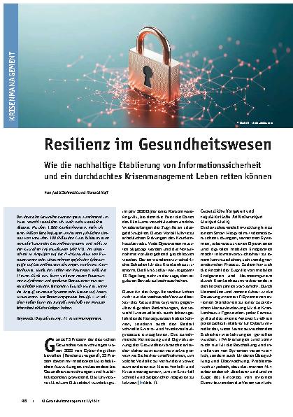 Vorschauseite 1: Resilienz im Gesundheitswesen