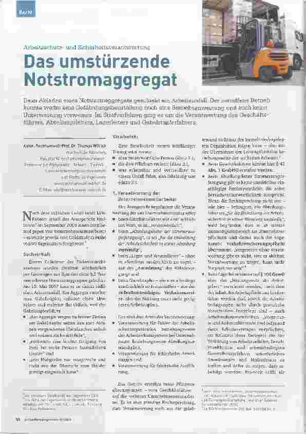 Vorschauseite 1: Das umstürzende Notstromaggregat