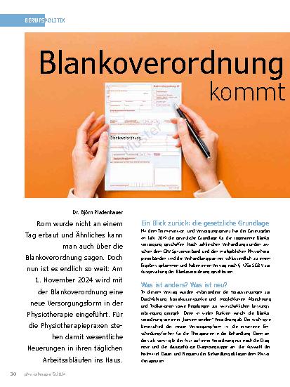 Vorschauseite 1: Blankoverordnung kommt zum 1. November 2024