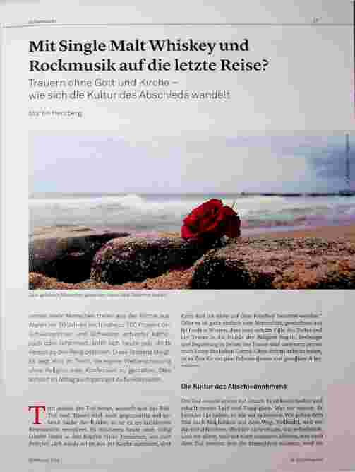 Vorschauseite 1: Mit Single Malt Whisky und Rockmusik auf die letzte Reise?