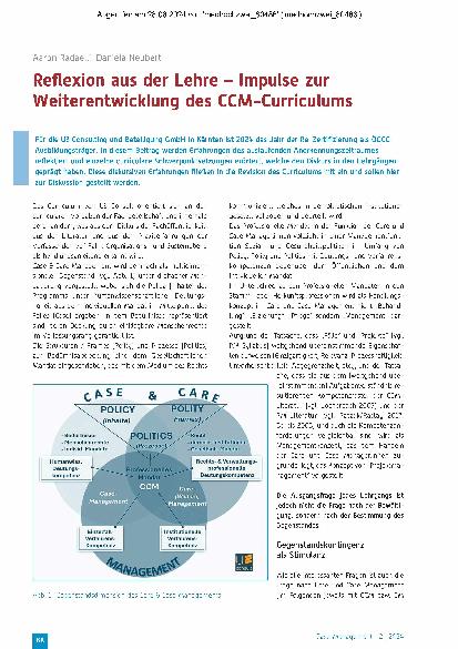 Vorschauseite 1: Reflexion aus der Lehre – Impulse zur Weiterentwicklung des CCM-Curriculums
