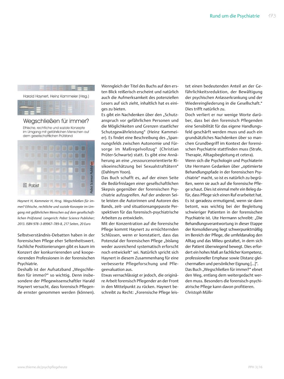 Vorschauseite 1: Für Sie gelesen: Haynert H, Kammeier H, Hrsg. Wegschließen für immer? Ethische, rechtliche und soziale Konzepte im Umgang mit gefährlichen Menschen auf dem gesellschaftlichen Prüf…