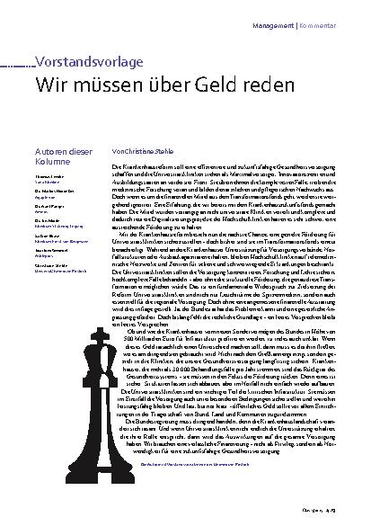 Vorschauseite 1: Vorstandsvorlage Wir müssen über Geld reden