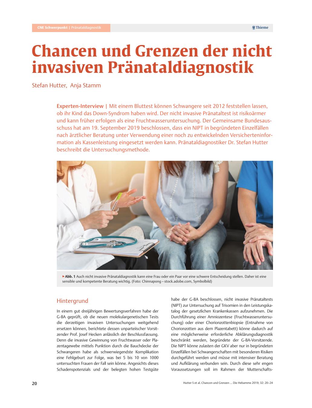 Vorschauseite 1: Chancen und Grenzen der nicht invasiven Pränataldiagnostik
