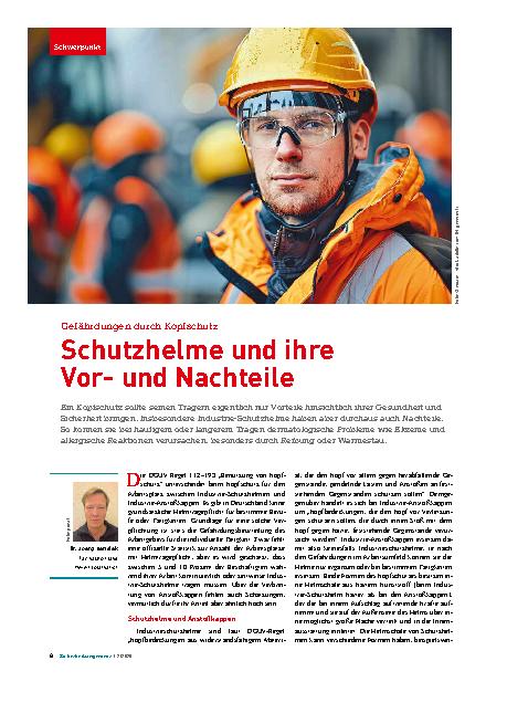 Vorschauseite 1: Gefährdungen durch Kopfschutz Schutzhelme und ihre Vorund Nachteile