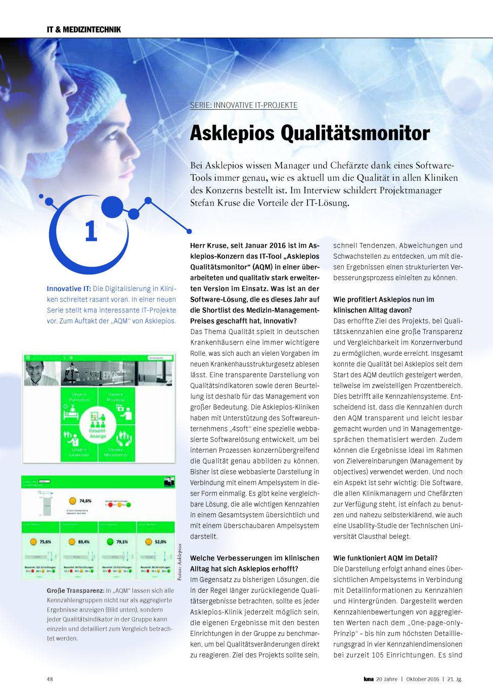 Vorschauseite 1: Serie: Innovative IT-Projekte: Asklepios Qualitätsmonitor