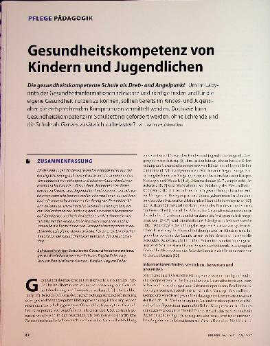Vorschauseite 1: Gesundheitskompetenz von Kindern und Jugendlichen