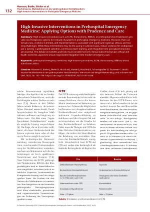 Vorschauseite 2: Hochinvasive Maßnahmen in der prähospitalen Notfallmedizin: Wie setzen wir Möglichkeiten klug und achtsam ein?