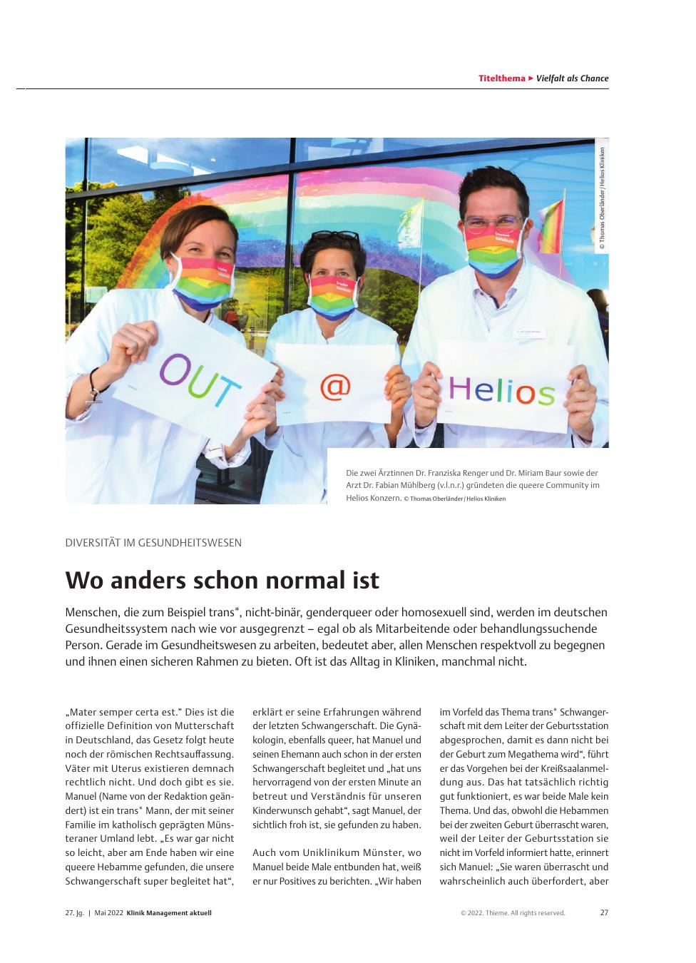 Vorschauseite 1: Diversität im Gesundheitswesen: Woanders schon normal ist
