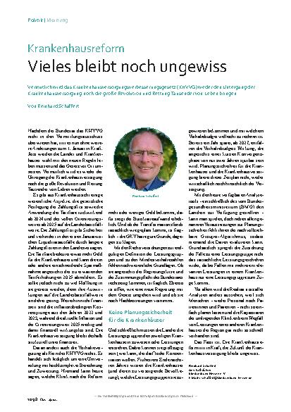 Vorschauseite 1: Krankenhausreform: Vieles bleibt noch ungewiss.