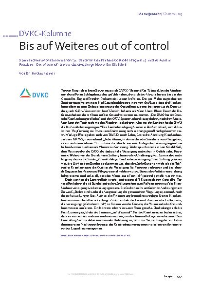 Vorschauseite 1: Bis auf Weiteres out of control.