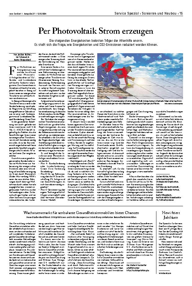 Vorschauseite 1: Per Photovoltaik Strom erzeugen.