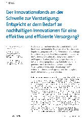 Vorschauseite 1: Der Innovationsfonds an der Schwelle zur Verstetigung: Entspricht er dem Bedarf an nachhaltigen Innovationen für eine effektive und effiziente Versorgung?