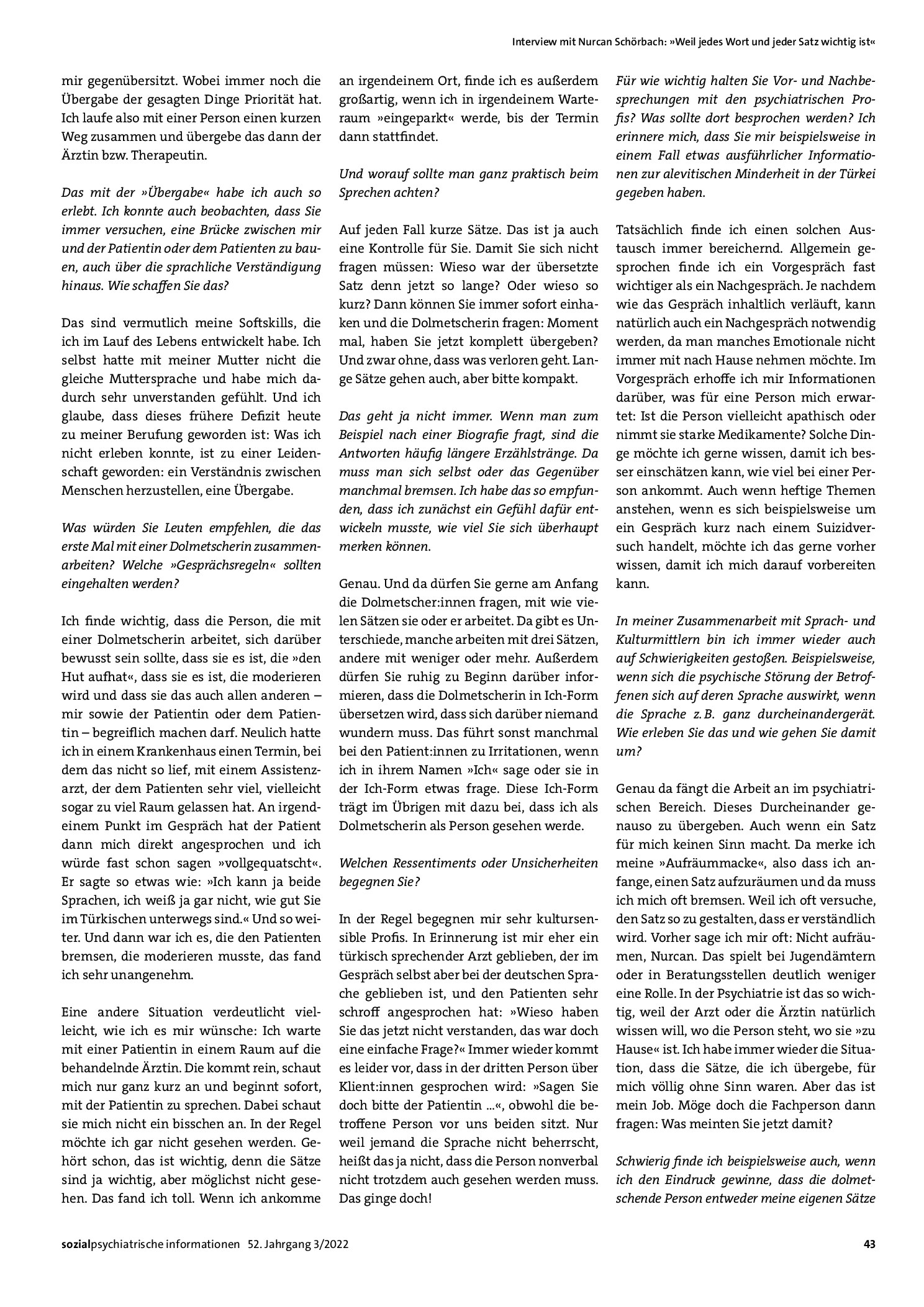 Vorschauseite 2: „Weil jedes Wort und jeder Satz wichtig ist“ – Im Gespräch mit Nurcan Schörbach, Interview: Sandra Kieser, Sprach- und Kulturmittlerin