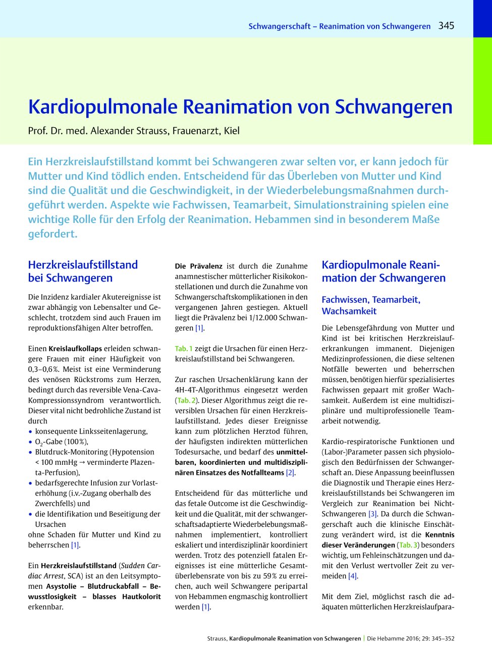 Vorschauseite 1: Kardiopulmonale Reanimation von Schwangeren