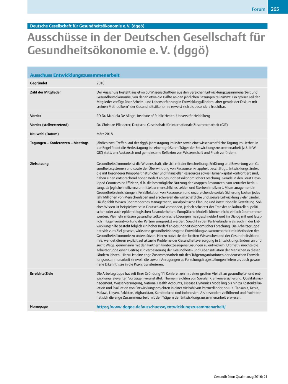 Vorschauseite 1: Deutsche Gesellschaft für Gesundheitsökonomie e. ?V. (dggö)? Ausschüsse in der Deutschen Gesellschaft für Gesundheitsökonomie e. ?V. (dggö)
