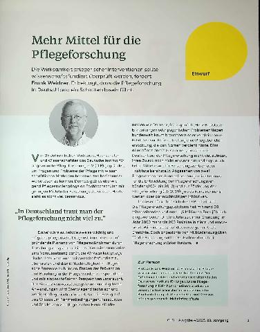 Vorschauseite 1: Mehr Mittel für die Pflegeforschung